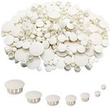 YUFANNET 300 PCS 7 Sizes White Hole Plugs Plastic Flush Type Panel Round Hole Plugs Snap in Locking Hole Tube for Furniture Kitchen Cabinet Insert End Caps (3/16“, 1/4 ”,5/16“,3/8”,1/2“,3/4”,1“)