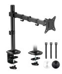 Hoss® Single Monitor Arm Desk Mount - Holds Screens up to 32 inches, Fully Adjustable Stand with C-Clamp and Grommet Base, VESA 75x75mm or 100x100mm, Black