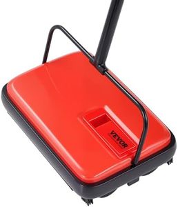 VEVOR Carpet Sweeper Manual, Floor Sweeper with 300 ml Dustbin Capacity Easy to Empty, 17 cm Cleaning Width for Home Office Carpets Pet Hair Dust, Red
