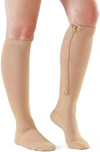 BOCOSO 2 Pairs Medical Zipper Compression Socks 15-20mmHg for Women&Men, Knee High Compression Stockings