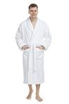 Arus Men's Deluxe Terry Cloth Turkish Cotton Bathrobe Robe, L, White