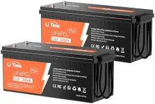 Litime 12V 200Ah Plus Lithium LiFePO4 Battery, Built-in 200A BMS, 4000+ Deep Cycles, Max 2560W Power Output, FCC&UL Certificates, 10-Year Lifetime, Perfect for RV, Solar, Off-Grid, etc. (2 Packs)