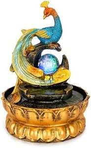 Dyna-Living Tabletop Water Fountains with Illuminated Rolling Ball Feng Shui Zen Waterfall Fountain Water Feature Indoor Relaxation Fountain for Home Office Decor Relaxation 7.9" X7.9" X11" Gold