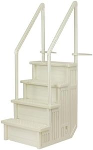Aqua Select Everest in Pool Steps | White | for Above Ground Swimming Pools | Mount to Decks 48 to 54 Inches | Safety Stairs Capacity Up to 350 Pounds