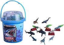 Wild Republic Shark Bucket, Toy Figurines, Kids Gifts, Shark Party Supplies, Aquatic Animals, 18 Piece Set