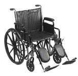 Drive Medical SSP220DDA-ELR Silver Sport 2 Full-Reclining Transport Wheelchair with Detachable Desk Arms and Swing-Away Elevating Leg Rest, Black