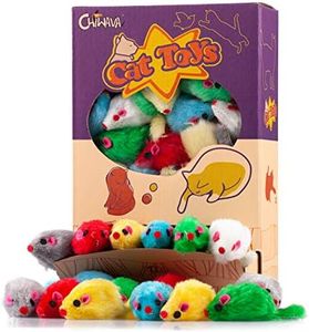 Chiwava 36PCS 4.1'' Furry Cat Toy Mice Rattle Small Mouse Kitten Interactive Play Assorted Color