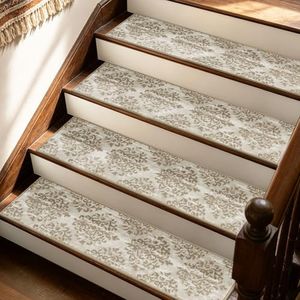 JSEI Stair Treads, 15 Pack 8" X 30", Light Beige/Brwon