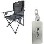 Vanilla Leisure Heated Camping Chair - Luxury Padded Heavy Duty Camping Chair for Beach, Garden & More - Folding Camping Chairs for Adults - Folded H95x2D5xW25cm, Assembled H100xD54xW54