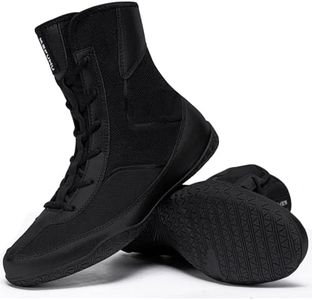 KEFUWU Kids Wrestling Shoes Youth Boxing Boots Barefoot Non Slip Lightweight Breathable Fitness Athletic Sneakers Zero Drop(3 Big Kid, Black)