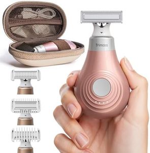 Trimcoo Mini Bikini Trimmer for Women - Painless Electric Razors with Magnetic Replaceable Blade Head | Cordless Body Shaver, USB C-Port Rechargeable & Travel Lock, Waterproof Wet/Dry Groomer, Gold