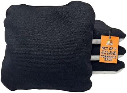 Cornhole365 Stick & Slide Cornhole Bags - 6"x6" Premium Plastic Resin Filled, Dual-Sided Canvas & Suede Cornhole Bean Bags for Sports Competition - Professional Cornhole Bags Set of 4 (Black)