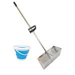 Sand Fleas Rake, Stainless Steel Sand Sifter, Detachable 47 Inches Long Handle, Collapsible Shark Tooth Sifter for beach,Sand Crab Catcher with Foldable Pail .