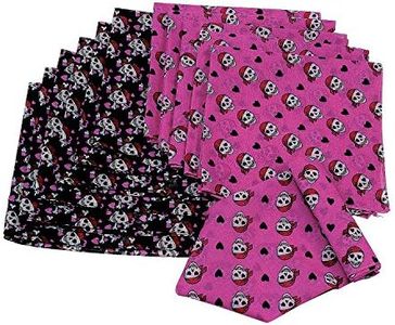 Fun Express Pink and Black Pirate Skull & Heart Bandanas (Set of 12) Party Supplies