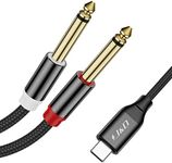 J&D USB C to Dual 6.35mm 1/4 inch Stereo Splitter Y Cable, USB Type C to Dual 6.35 mm 1/4 inch TS Audio Cord for iPhone 15/15 Plus/15 Pro/15 Pro Max, Tablet, Laptop, Amplifier, Mixer, 2 Meter