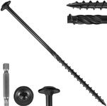 QINFZY #14 x 6 Inch Lag Screws (100-Pack) - Heavy Duty Structural Wood Screws, Torx Drive, Black Epoxy Coated Rust-Resistant, Includes T30 Star Bit for Exterior Wood Construction