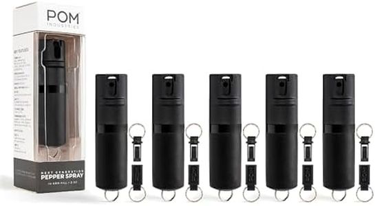 POM Pepper Spray Keychain, Quick Key Release for Instant Access, Flip Top Safety, Maximum Strength OC Formula with UV Marking Dye, 25 Bursts, 10 ft Range, 0.5 fl oz