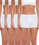 wirarpa Women's Cotton Boxer Briefs Underwear Ladies Boyshort Panties Under Dress Shorts 4 Pack White Small