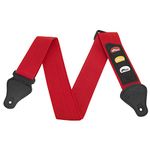 TIGER STP4-RD Guitar Strap with Plectrum Holders Red