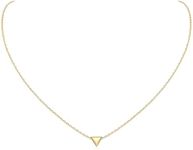 Tiny Gold Triangle Necklace, 18K Gold Plated Sterling Silver Minimalist Dainty Geometric Pendant Necklaces for Women Jewelry