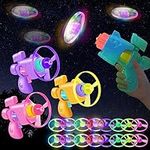 Ynybusi 20 Pcs Flying Disc Launcher Toy with 4 Launchers & 16 Light Up Discs, Boomerang Kids Toys for 3 4 5 6 Years Old Boys Girls Interactive Cat Toy Flying Saucer Toy Gifts for Ages 3-10