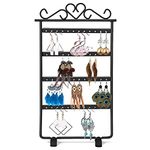 Monsully 4 Tiers Black Metal Earring Organiser, Rotating Jewellery Display Stand Holder, a Total of 48 Storage Holes, Earring Holder Jewelry Organizer, for Earrings, Necklaces, Bracelets and Rings