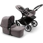 Bugaboo Donkey 5 Mono, Convertible Into Side by Side Double Stroller, Improved Design, Reversible Seat, One Hand Steering and Side Basket, Graphite/Grey Melange