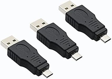 rgzhihuifz USB 2.0 Adapter A Male to Micro Male Black (3 Pack) USB a Male to Micro Male Adaptor