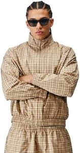 NeoStride Mens Plaid Zip Up Bomber Jacket Vintage Retro Harrington Track