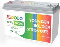 Redodo 12V 100Ah LiFePO4 Lithium Battery with 100A BMS, Up To 15000 Cycles, 1280Wh Output Power, Perfect for RVs, Campers, Marine, 30~70 lbs Trolling Motor