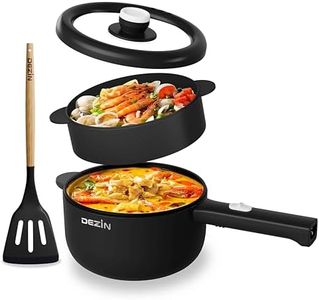 Dezin Electric Cooker, 2L Non-Stick Sauté Pan, Rapid Noodles Cooker, Mini Pot for Steak, Egg, Fried Rice, Ramen, Oatmeal, Soup with Power Adjustment, College Dorm Room Essential(Egg Rack Included)