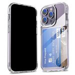 ALLNEWELOOK Clear Wallet Phone Case for iPhone 14 Pro With Card Holder, Scratch Resistant Shockproof Protective Cover, Side Card Precision Cut-Outs