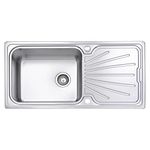 JASSFERRY Kitchen Sink Stainless Steel Large Bowl Welding Style Inset Reversible Drainer & Strainer Waste Pipes Clips 1000 X 500 mm - 10 Years Warranty