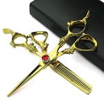 6 Inch Professional Hairdresser's Scissors Dragon Handle Japanese 440c Hair Cutting/thinning Shears for Barber (gold)