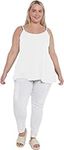 Womens Ladies Plus Size Cami Plain Neon Strappy Casual Swing Vest Top Flared Summer Loose Sleeveless Tops for Women White 20-22