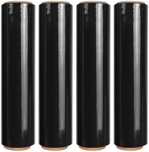 18" Black Stretch Wrap Roll, Heavy Duty 18 Inch 1500ft Shrink Wrap Roll, 80 Gauge Industrial Strength Stretch Film Plastic Wrap for Pallet Wrapping Shipping Moving(4 Pack)