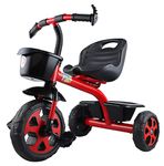 JoyRide Stylish Sports Trike Push & Plug Baby Trike| Tricycle with Dual Storage Basket for Kids| Boys| Girls Age Group 2 to 5 Years (RED)