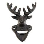Sungmor Wall Mounted Bottle Opener, Cast Iron Cool Deer Head Bottle Opener, Beer Coke Beverage Bottle Cap Opener, Vintage Rustic Style Wall Hanging Opener, Bar Farmhouse Wall Ornament, Practical Gift
