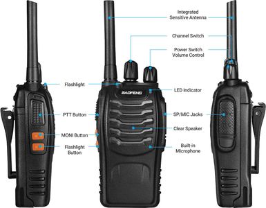 BAOFENG Long Range 2-Way Walkie Talkies Set, 16 Channels, 4-Pack Rechargeable