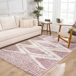 Hauteloom Trunding Moroccan Farmhouse Living Room, Bedroom Shaggy Area Rug - Bohemian Shag - Plush Pile - Southwestern Boho Soft Carpet - Pink, Cream, Ivory - 5'3" x 7'3"