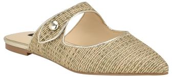 Nine West Womens Barbra Flat Mules, Natural/Platino 110, 5.5