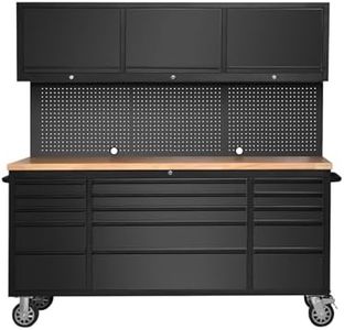 GarveeTech 72-Inch Rolling Tool Cabinet with 15 Drawers, 3 Top Cabinets & Pegboard – Mobile Garage Tool Organizer with Anti-Slip Liner for Warehouse and Repair Shop