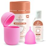 Senziwash Sterilizer Case & Truecup Reusable Menstrual Cup With Cupwash For Women | Portable Cleaning Container & Microwave Steamer (Medium combo(Pink)) 1 count (Pack of 3)