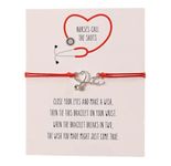 Nurses Call The Shots Card with Stethoscope Wish Bracelet (Red Cord) Miss Fit Boutique