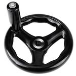 Fafeicy 3 Spoke Hand Wheel, 12 * 125mm/0.47 * 4.92'' Black Plastic Round Milling Hand Wheel, with Revolving Handle, for Lathe Milling Machine