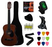 YMC 38" Coffee Beginner Acoustic Guitar Starter Package Student Guitar With Gig Bag,Strap, 3 Thickness 9 Picks,2 Pickguards,Pick Holder, Extra Strings, Electronic Tuner -Coffee