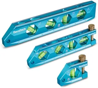 DURATECH 3-Piece Level Tool Set, Magnetic Torpedo Level Included 2.5", 6.25", 8" Level with 0°/30°/45°/90° Bubbles, V-Groove, Large Viewing Window, Aluminium Alloy Construction, SAE and Metric Scale