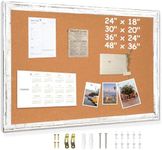 DOLLAR BOSS White Cork Board for Wall - 36 X 24 Inches, Rustic Wooden Frame Bulletin Board, Decorative Hanging Pin Board for Office & Home Decor