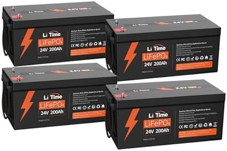 LiTime 4Pcs 24V 200Ah LiFePO4 Battery, 5120Wh Lithium Battery with Built-in 200A BMS, 4000-15000 Cycles & 10 Years Lifetime, Max. 5120W Load Power Perfect for Home Backup, RV, Camping (4 Pack)