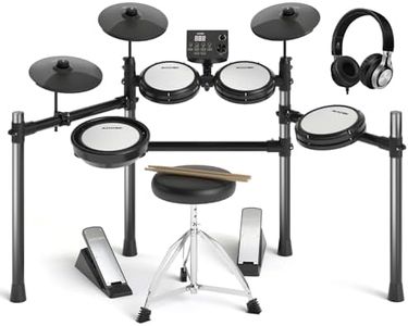 AODSK Electric Drum Set,Electronic Drum Kit for Kids with 195 Sounds,Mesh Drum Pads,Drum Sticks,Heavy Duty Pedals,Drum Throne,Sticks Headphone Included,Light & Portable